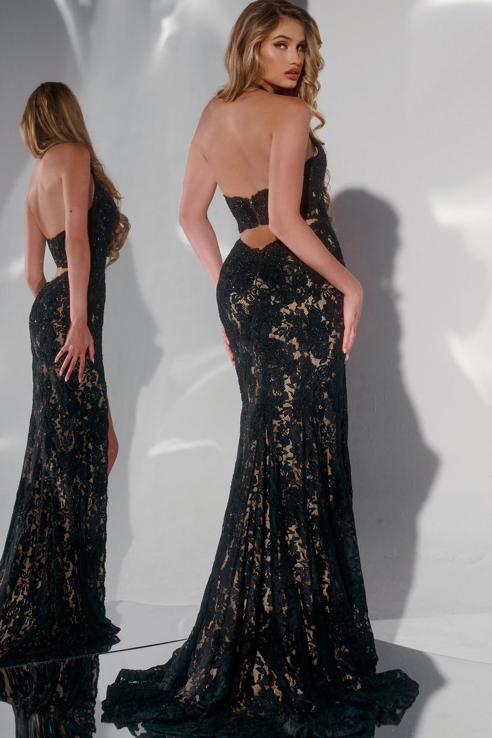 Jovani 43097 prom dress images.  Jovani 43097 is available in these colors: Black, Emerald, Ivory, Red, Royal.