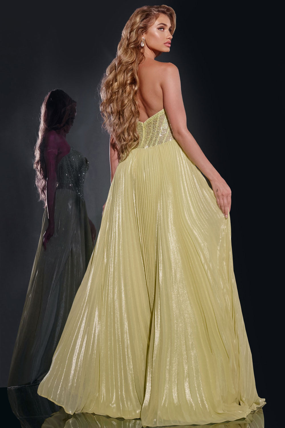 Jovani 43115 prom dress images. Jovani 43115 is available in these colors: Light Green, Navy.