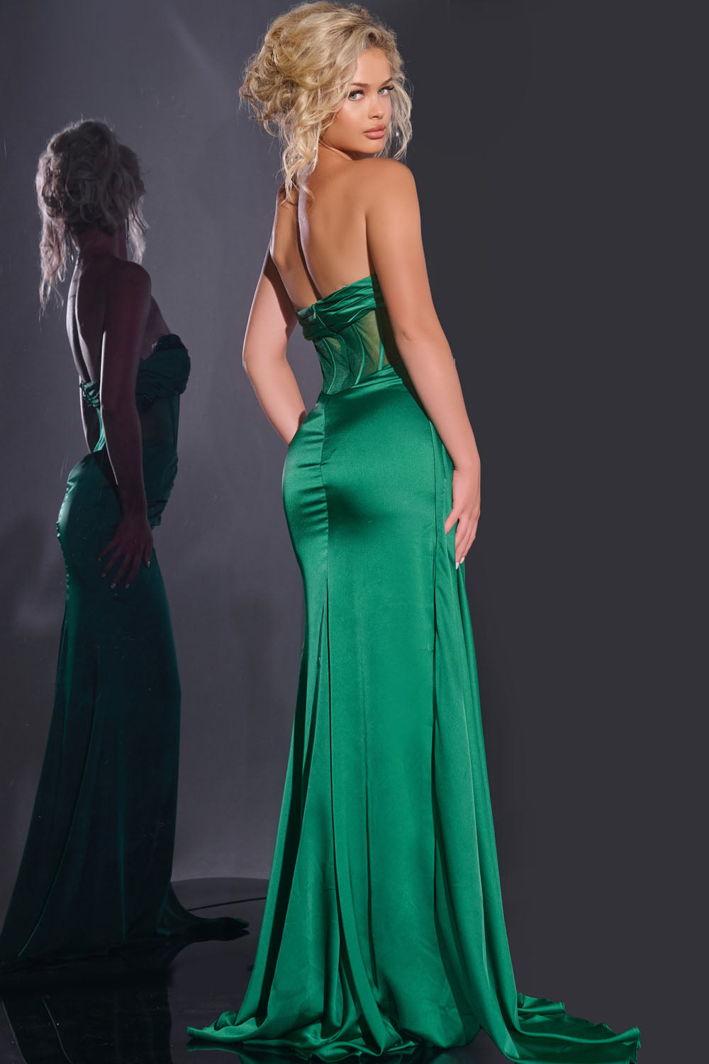 Jovani 43157 prom dress images.  Jovani 43157 is available in these colors: Emerald, Blush.