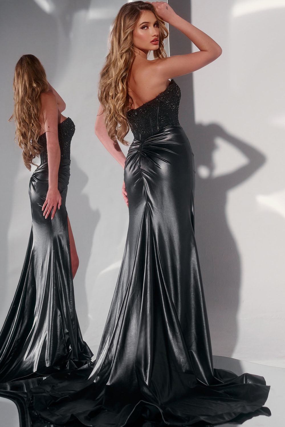 Jovani 43267 prom dress images.  Jovani 43267 is available in these colors: Black, Emerald, Pink.