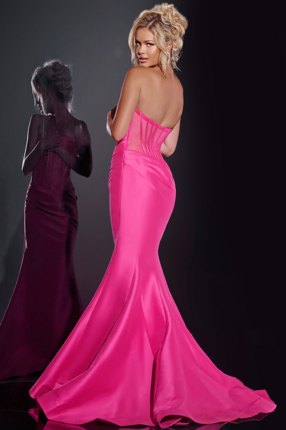 Jovani 43350 prom dress images.  Jovani 43350 is available in these colors: Fuchsia, Black, Indigo, Red.