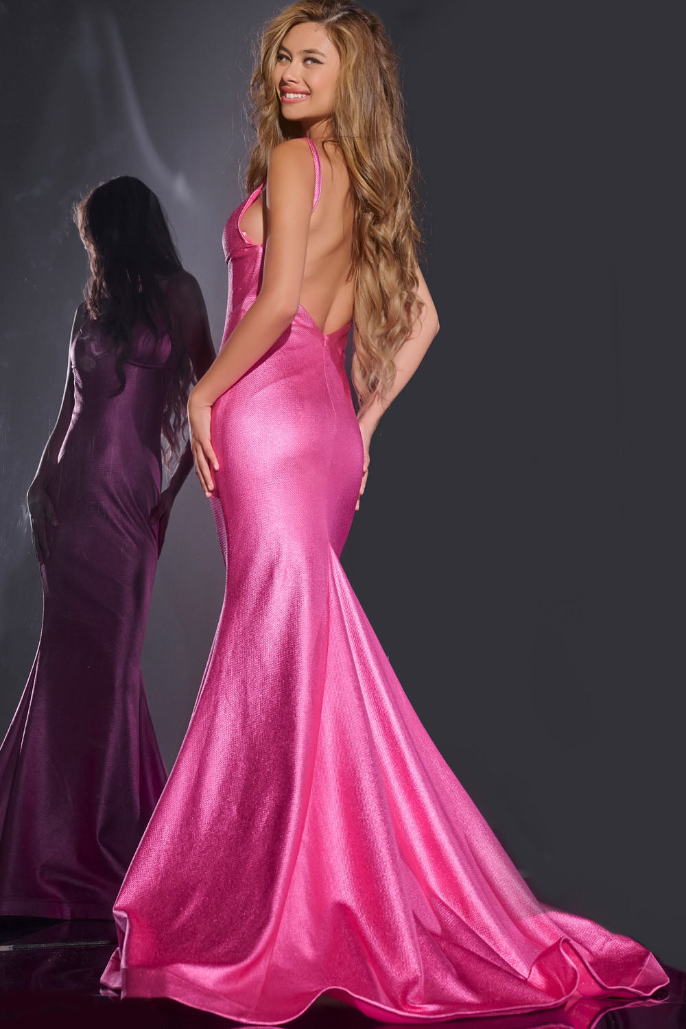 Jovani 43443 prom dress images.  Jovani 43443 is available in these colors: Hot Pink, Green, Black, Champagne.