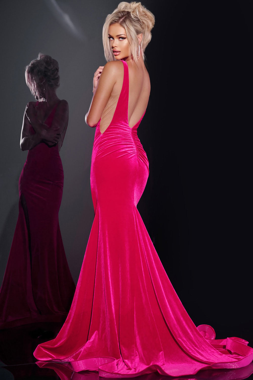 Jovani 43578 prom dress images.  Jovani 43578 is available in these colors: Fuchsia.