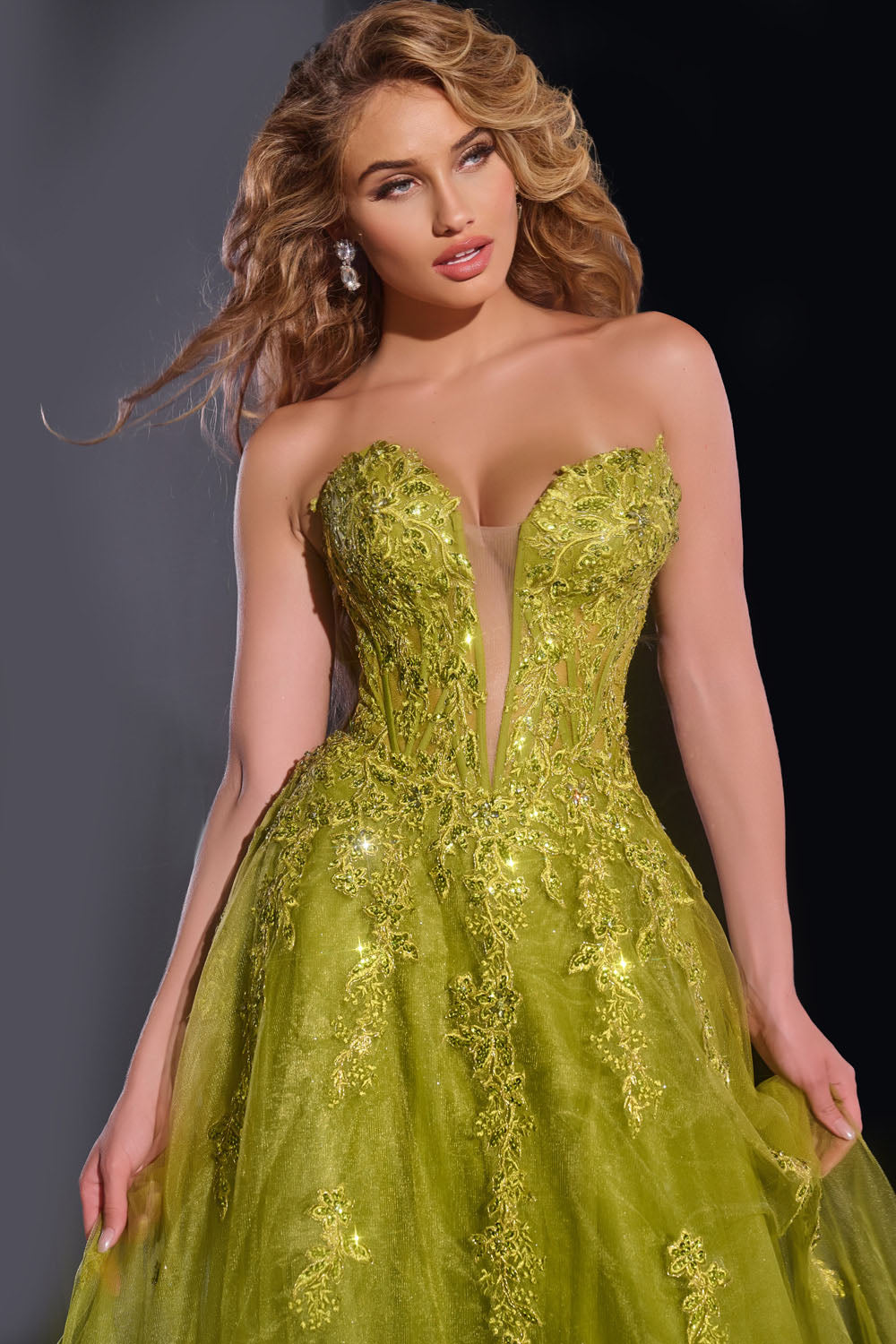 Jovani 43849 prom dress images. Jovani 43849 is available in these colors: Green, Lilac, Navy.