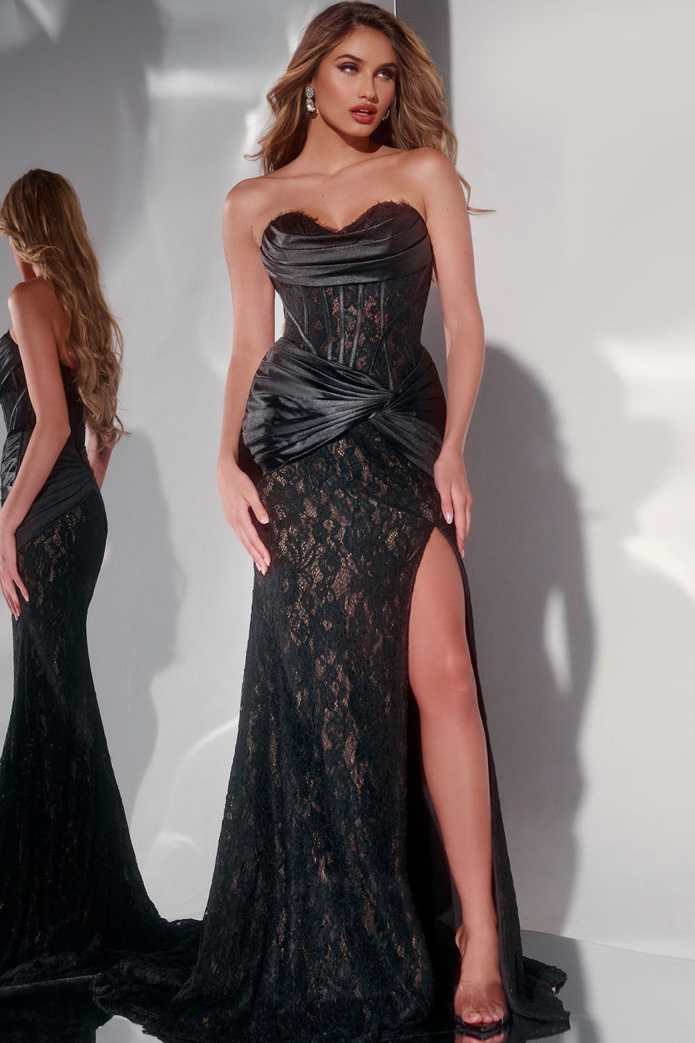 Jovani 43859 prom dress images.  Jovani 43859 is available in these colors: Black, Ivory, Red, Royal.