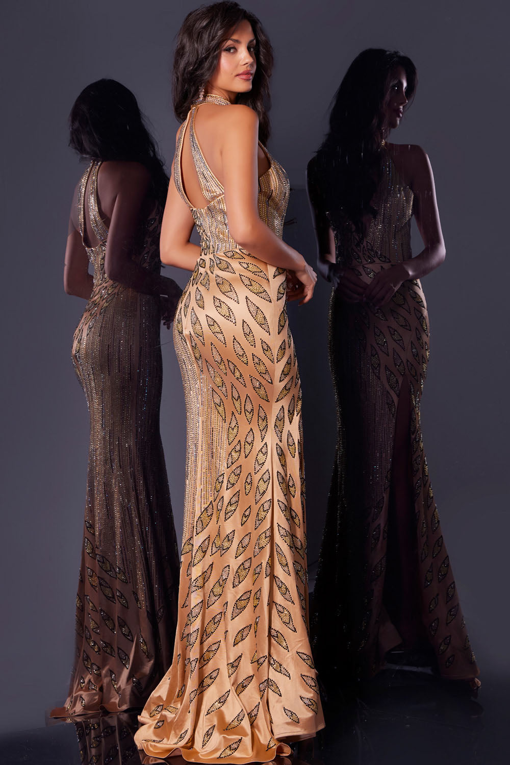 Jovani 44584 prom dress images. Jovani 44584 is available in these colors: Gold.