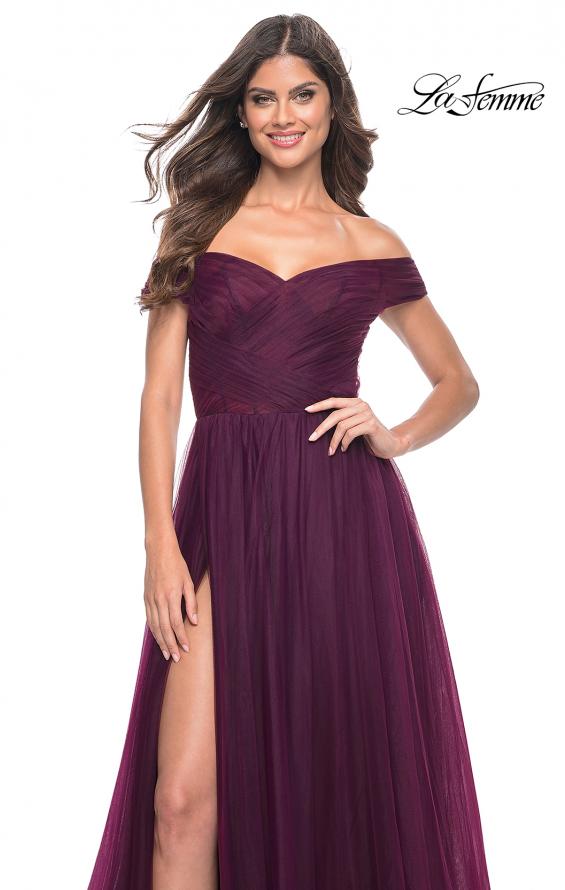 La Femme 30498 prom dress images. La Femme 30498 is available in these colors: Black, Dark Berry, Dark Emerald, Royal Blue.
