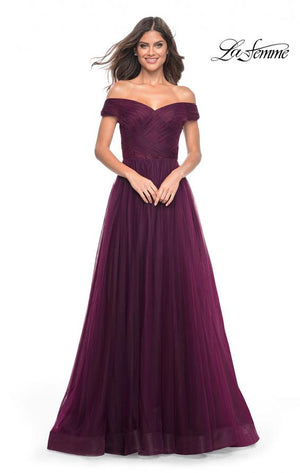 La Femme 30498 prom dress images.  La Femme 30498 is available in these colors: Black, Dark Berry, Dark Emerald, Royal Blue.