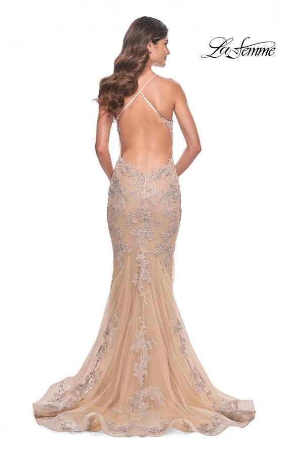 La Femme 30716 prom dress images. La Femme 30716 is available in these colors: Champagne.
