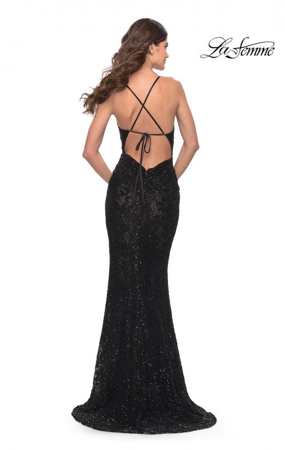 La Femme 31359 prom dress images. La Femme 31359 is available in these colors: Black, Red, Royal Blue.