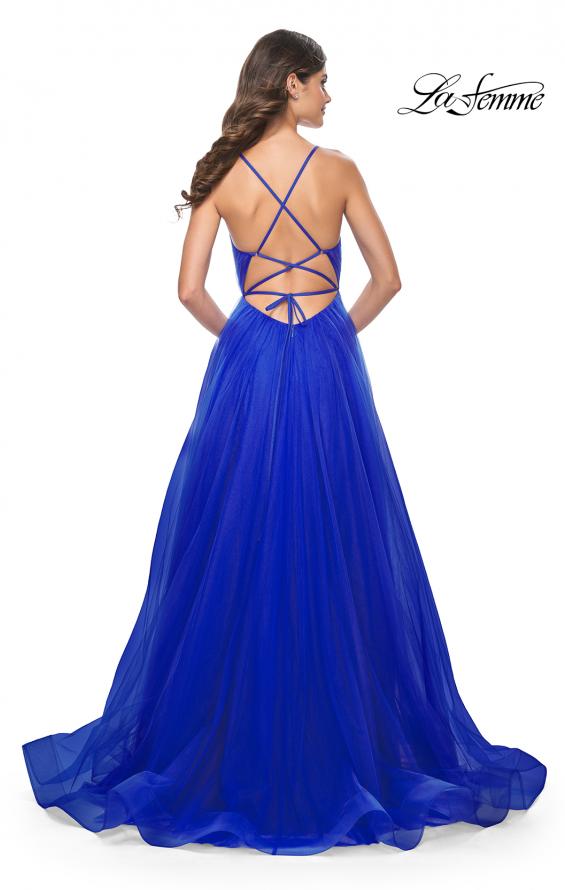 La Femme 31457 prom dress images. La Femme 31457 is available in these colors: Black, Dark Berry, Royal Blue.