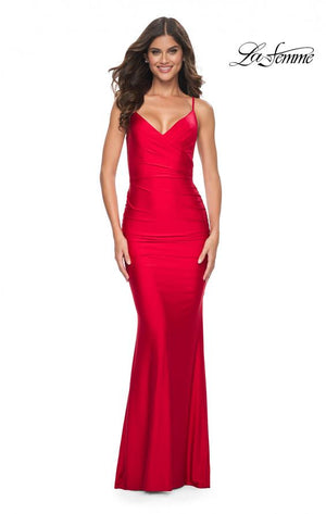 La Femme 31618 prom dress images.  La Femme 31618 is available in these colors: Black, Emerald, Red, Royal Blue, Royal Purple.