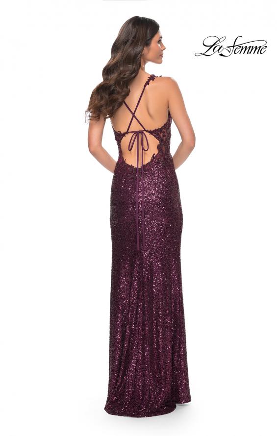 La Femme 31657 prom dress images. La Femme 31657 is available in these colors: Black, Dark Berry.