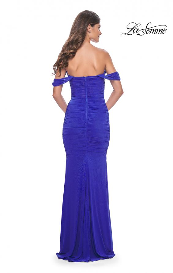 La Femme 31914 prom dress images. La Femme 31914 is available in these colors: Black, Dark Emerald, Royal Blue, Wine.
