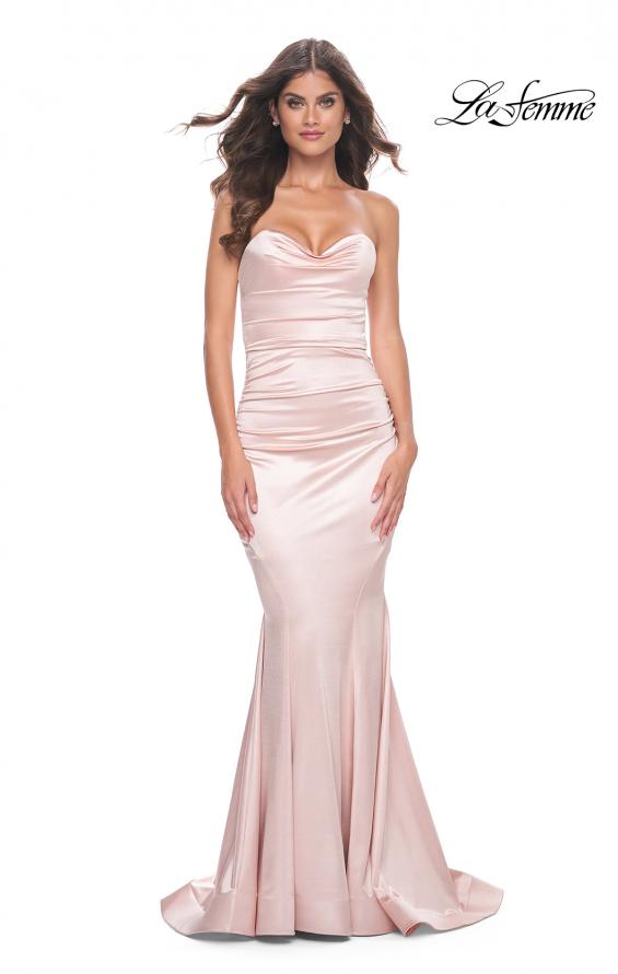 La Femme 31915 prom dress images. La Femme 31915 is available in these colors: Black, Bronze, Champagne, Deep Red, Emerald.