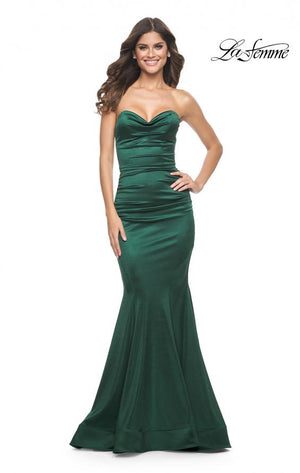 La Femme 31915 prom dress images.  La Femme 31915 is available in these colors: Black, Bronze, Champagne, Deep Red, Emerald.