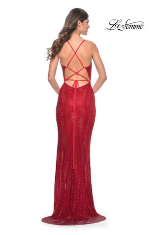 La Femme 31929 prom dress images.  La Femme 31929 is available in these colors: Red, Rose Gold, Royal Blue.