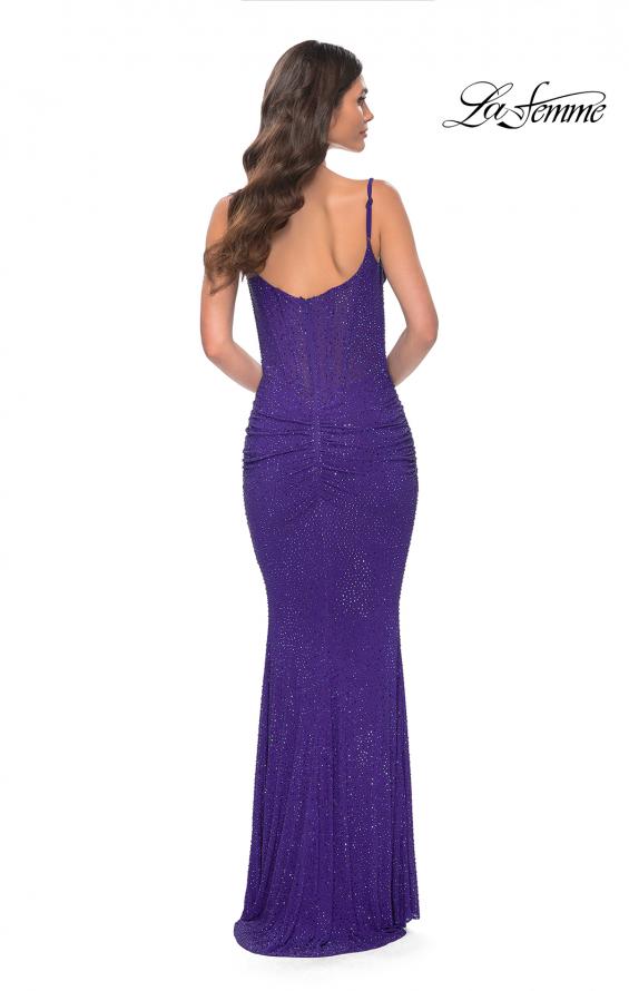 La Femme 31932 prom dress images. La Femme 31932 is available in these colors: Indigo, Nude.