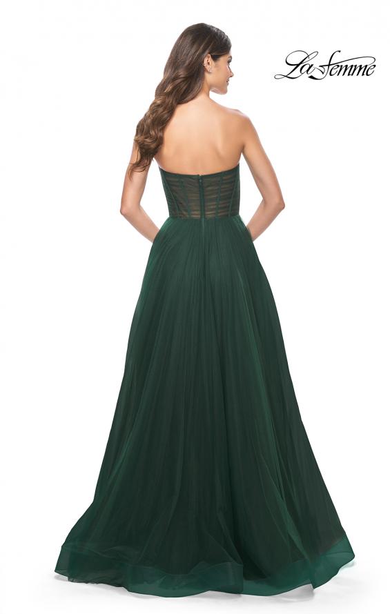 La Femme 31971 prom dress images. La Femme 31971 is available in these colors: Black, Dark Berry, Emerald.