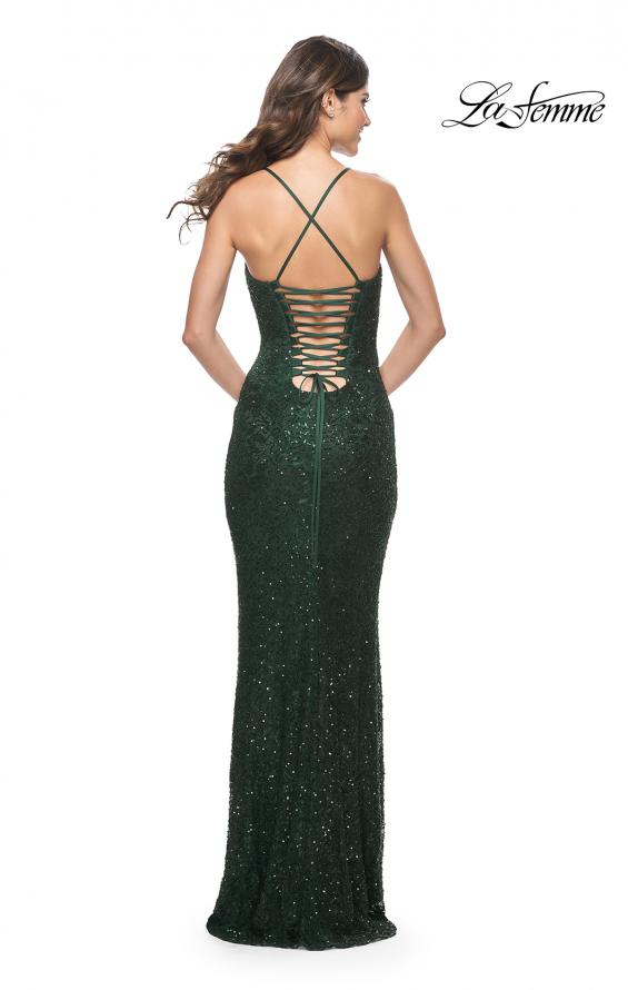 La Femme 31973 prom dress images. La Femme 31973 is available in these colors: Black, Dark Berry, Dark Emerald, Light Periwinkle.