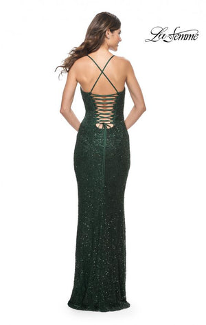 La Femme 31973 prom dress images.  La Femme 31973 is available in these colors: Black, Dark Berry, Dark Emerald, Light Periwinkle.