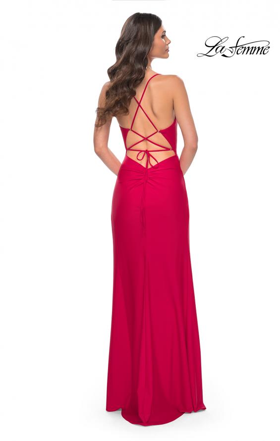 La Femme 31978 prom dress images. La Femme 31978 is available in these colors: Black, Emerald, Red, Royal Blue.