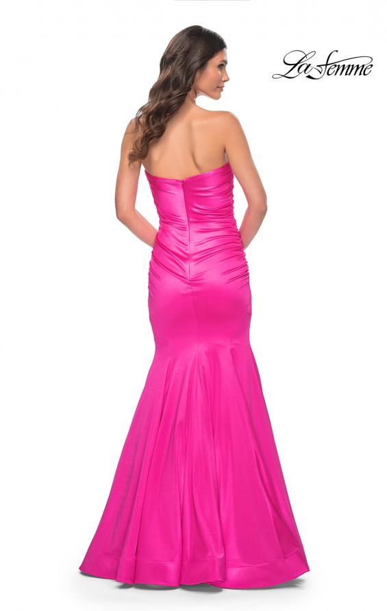La Femme 31980 prom dress images. La Femme 31980 is available in these colors: Champagne, Hot Pink, Navy.