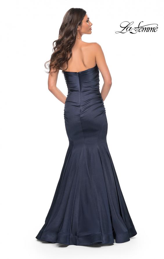 La Femme 31980 prom dress images. La Femme 31980 is available in these colors: Champagne, Hot Pink, Navy.