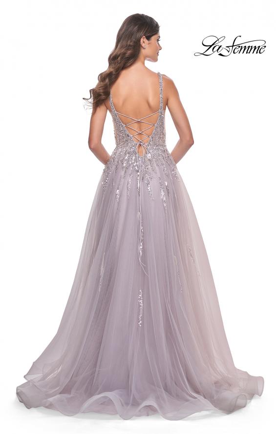 La Femme 31995 prom dress images. La Femme 31995 is available in these colors: Dusty Mauve.