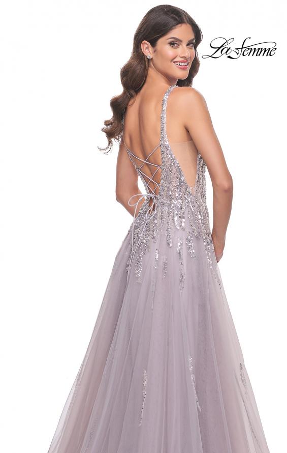 La Femme 31995 prom dress images. La Femme 31995 is available in these colors: Dusty Mauve.