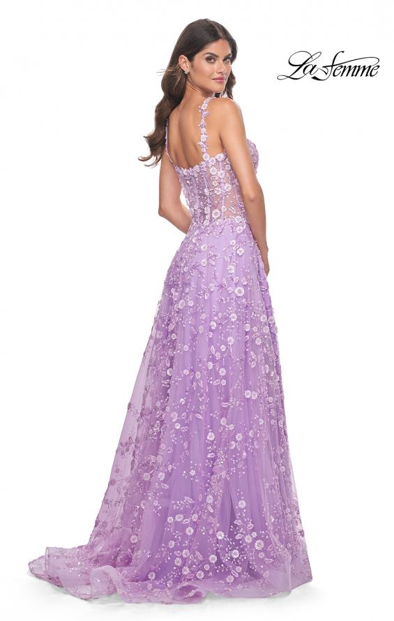 La Femme 31996 prom dress images. La Femme 31996 is available in these colors: Lavender, Light Blue, Pink.