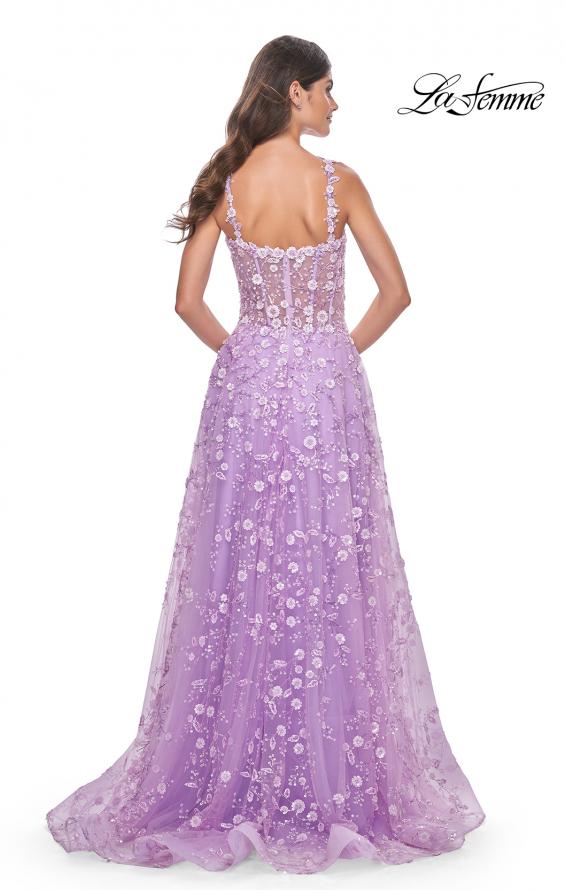 La Femme 31996 prom dress images. La Femme 31996 is available in these colors: Lavender, Light Blue, Pink.
