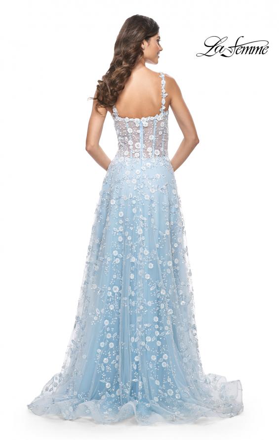 La Femme 31996 prom dress images. La Femme 31996 is available in these colors: Lavender, Light Blue, Pink.