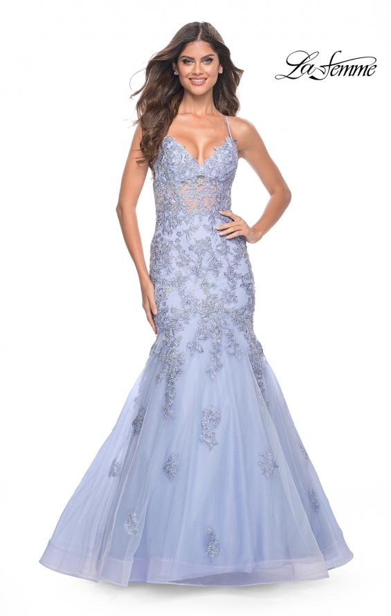 La Femme 32004 prom dress images. La Femme 32004 is available in these colors: Lilac Mist, Mauve.