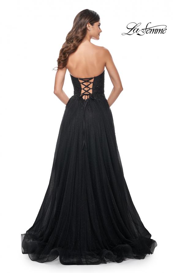 La Femme 32005 prom dress images. La Femme 32005 is available in these colors: Black.