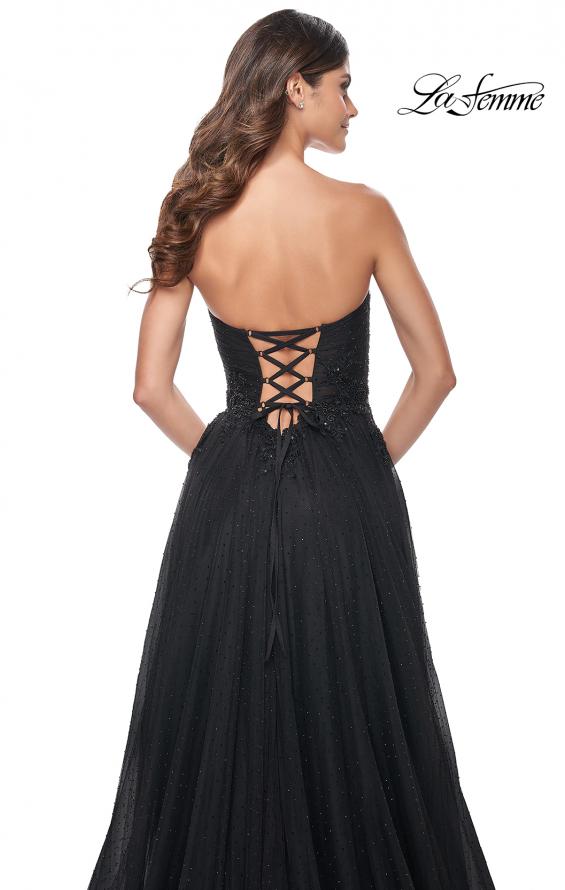 La Femme 32005 prom dress images. La Femme 32005 is available in these colors: Black.