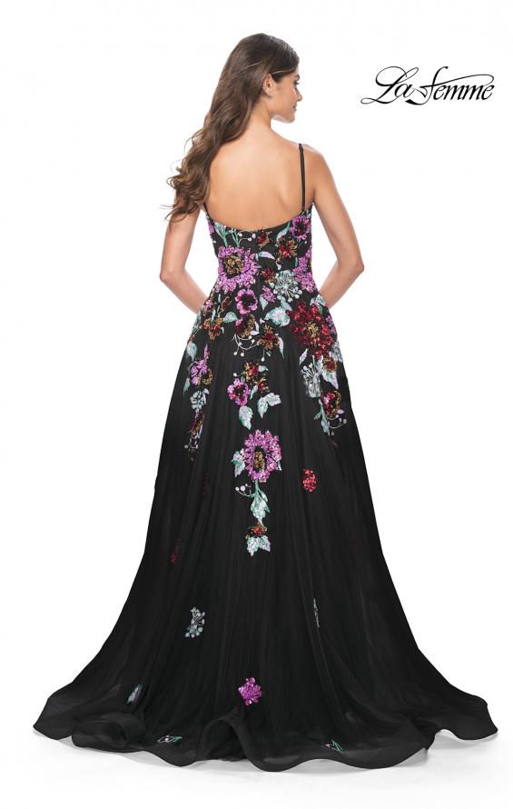 La Femme 32019 prom dress images. La Femme 32019 is available in these colors: Black.