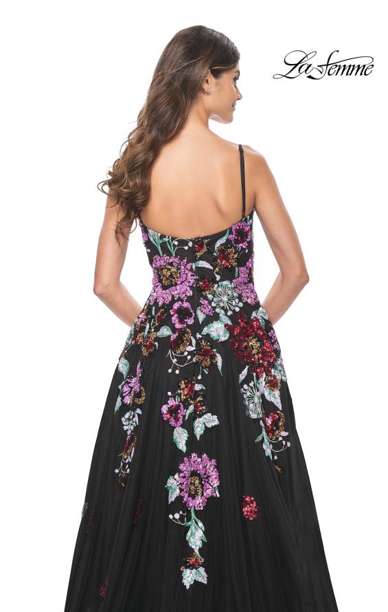 La Femme 32019 prom dress images. La Femme 32019 is available in these colors: Black.