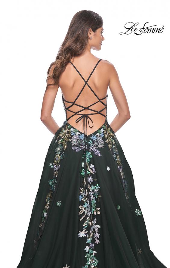 La Femme 32023 prom dress images. La Femme 32023 is available in these colors: Black, Navy.