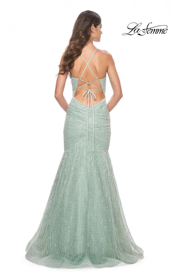 La Femme 32026 prom dress images. La Femme 32026 is available in these colors: Sage.