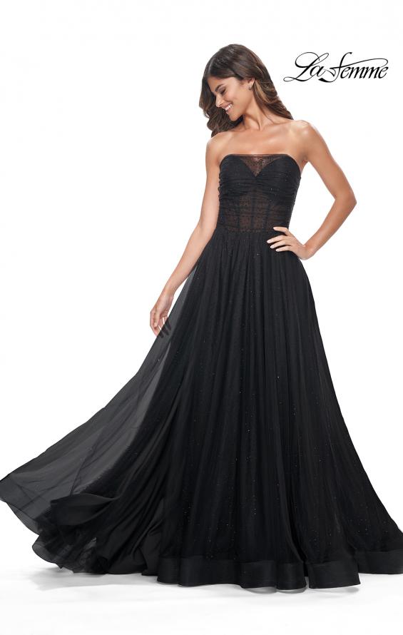 La Femme 32029 prom dress images. La Femme 32029 is available in these colors: Black.