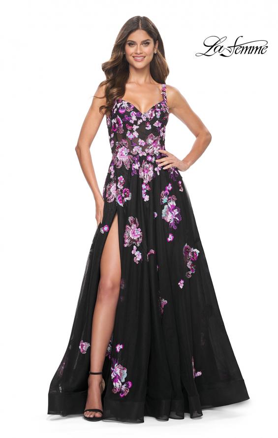 La Femme 32030 prom dress images. La Femme 32030 is available in these colors: Black.