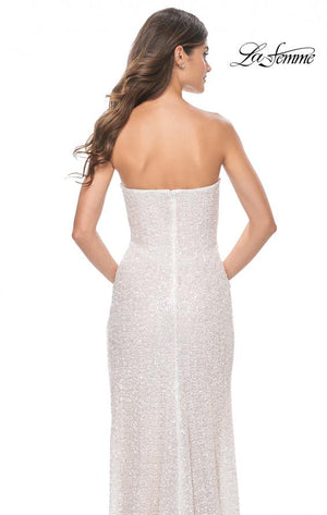 La Femme 32045 prom dress images.  La Femme 32045 is available in these colors: White.