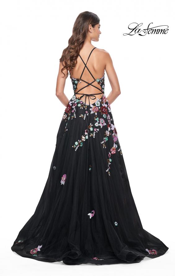 La Femme 32051 prom dress images. La Femme 32051 is available in these colors: Black.