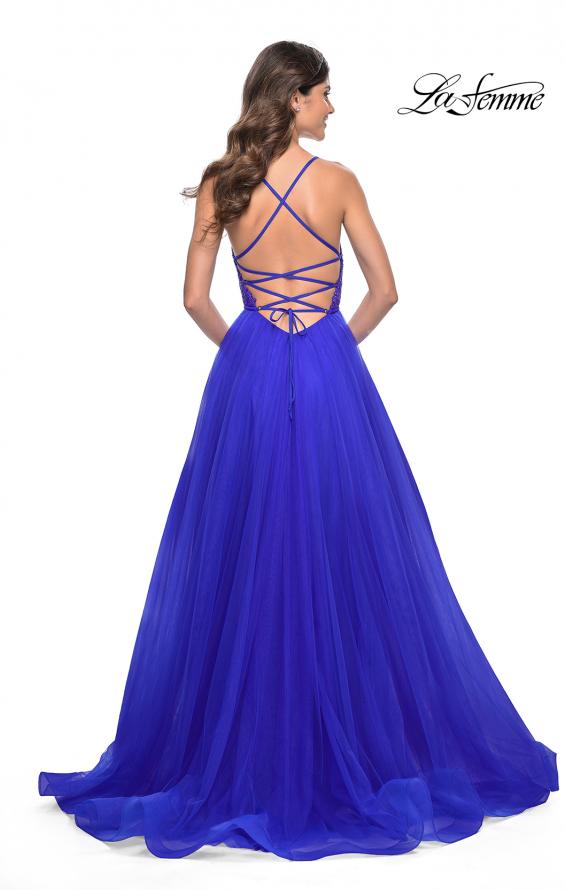 La Femme 32059 prom dress images. La Femme 32059 is available in these colors: Hot Fuchsia, Royal Blue.