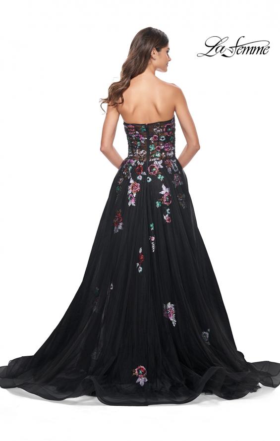 La Femme 32072 prom dress images. La Femme 32072 is available in these colors: Black.