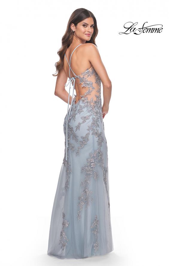 La Femme 32074 prom dress images. La Femme 32074 is available in these colors: Light Blue.