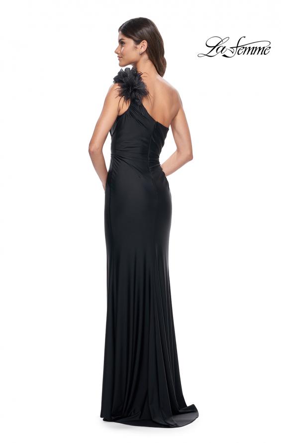 La Femme 32076 prom dress images.  La Femme 32076 is available in these colors: Black, Dark Wine, Royal Blue, White.