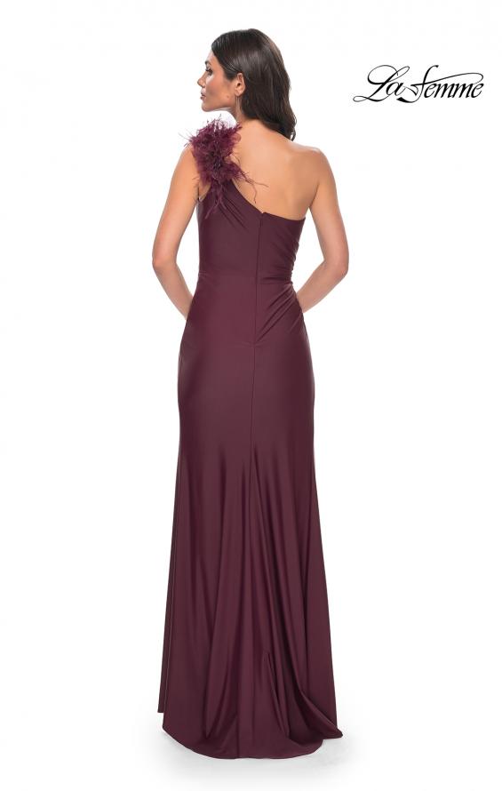 La Femme 32076 prom dress images. La Femme 32076 is available in these colors: Black, Dark Wine, Royal Blue, White.