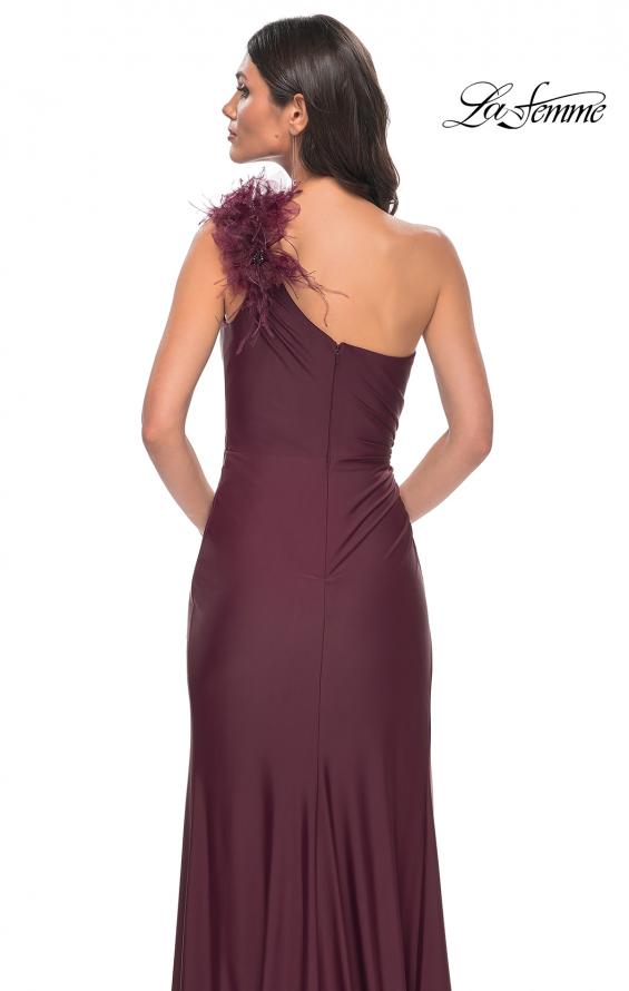 La Femme 32076 prom dress images. La Femme 32076 is available in these colors: Black, Dark Wine, Royal Blue, White.